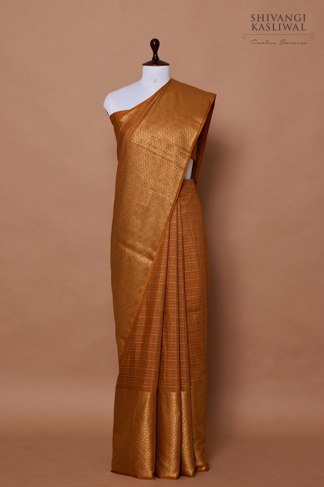 Mustard Orange Handwoven Banarasi Moonga Silk Saree