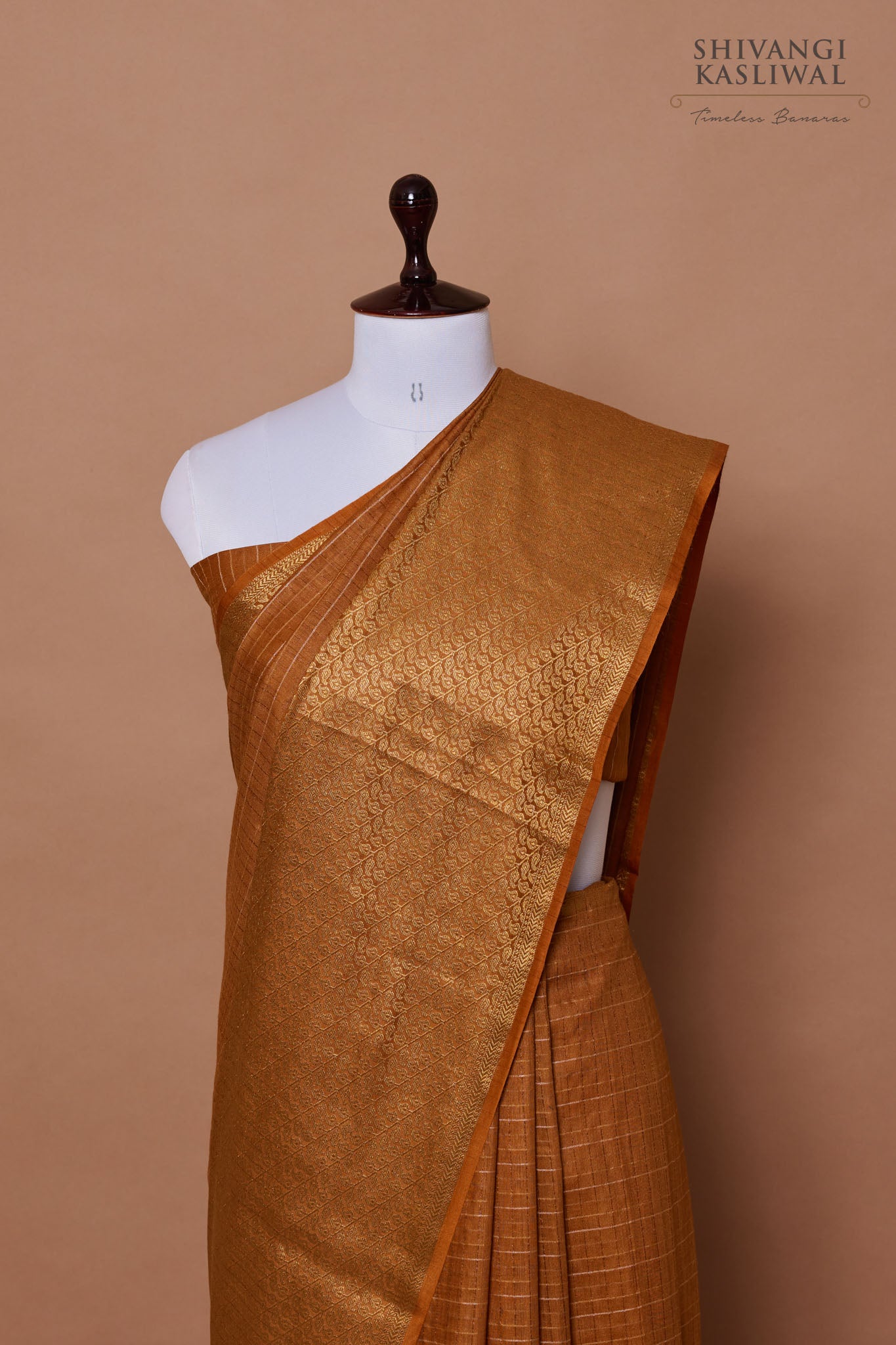 Mustard Orange Handwoven Banarasi Moonga Silk Saree