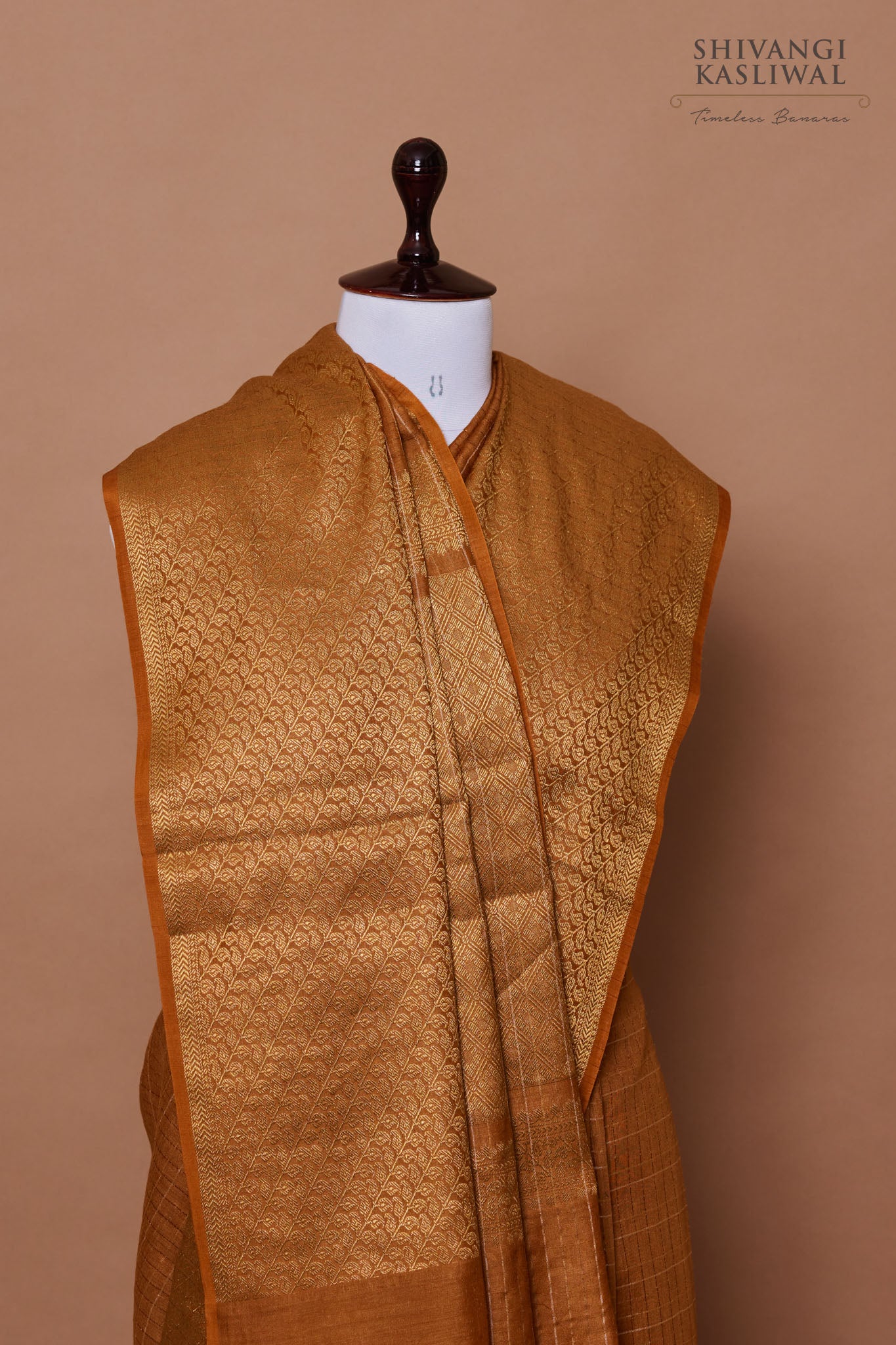 Mustard Orange Handwoven Banarasi Moonga Silk Saree