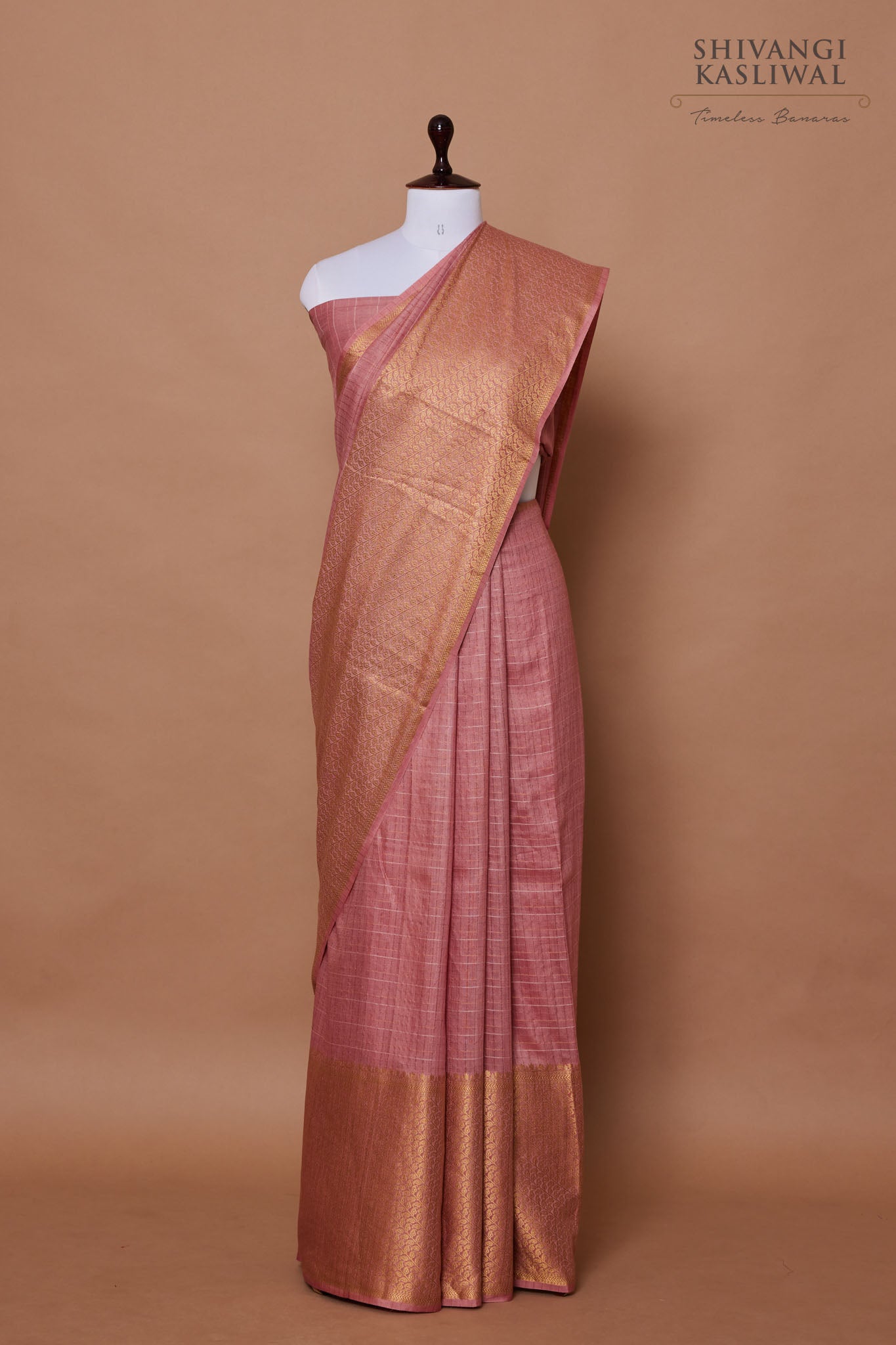Light Pink Handwoven Banarasi Moonga Silk Saree