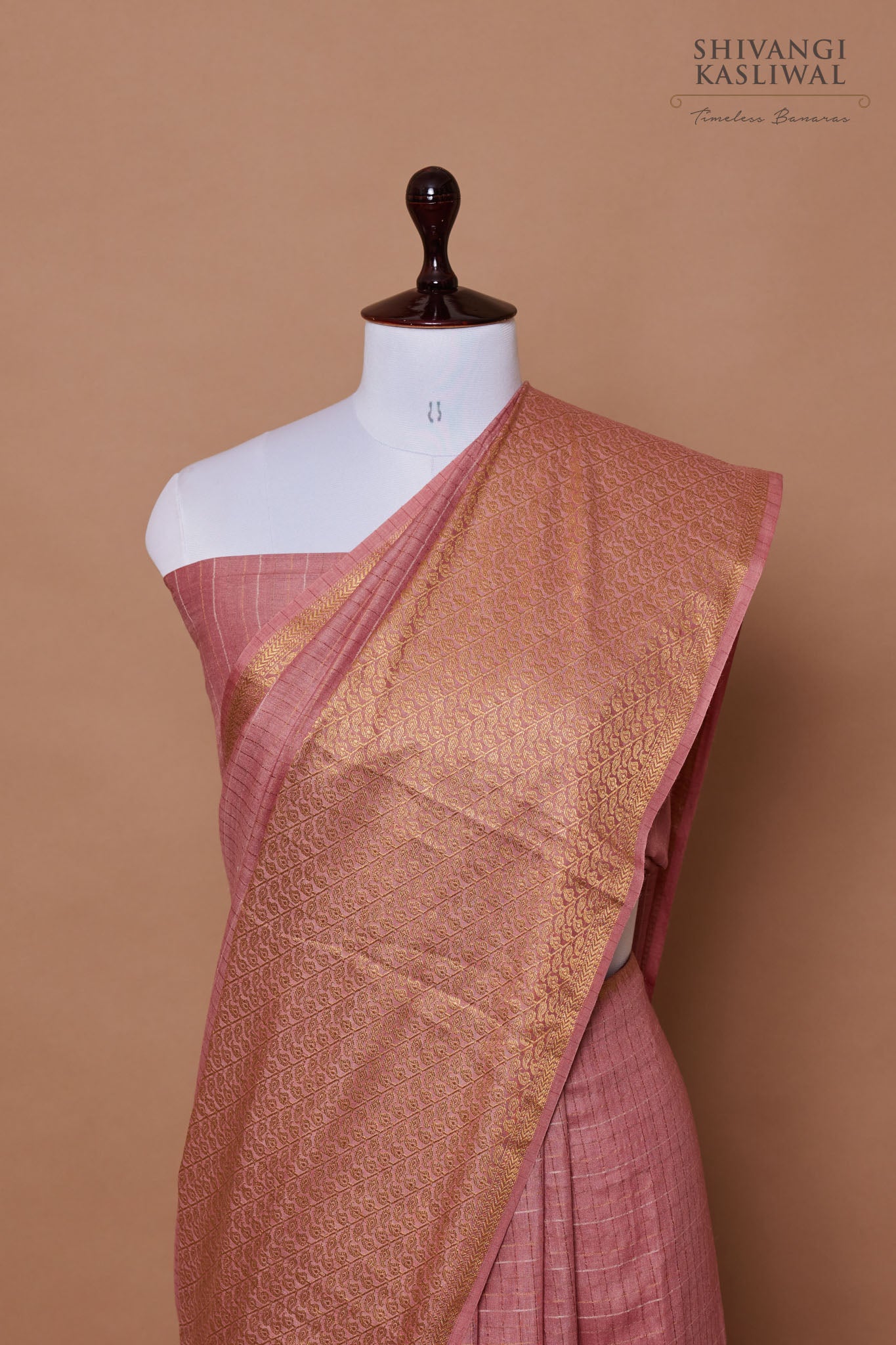 Light Pink Handwoven Banarasi Moonga Silk Saree
