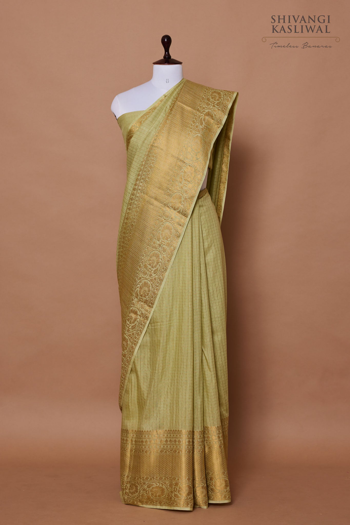 Light Pista Green Handwoven Banarasi Moonga Silk Saree