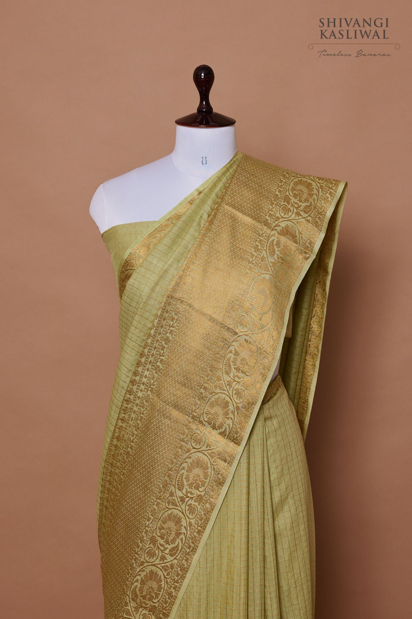 Light Pista Green Handwoven Banarasi Moonga Silk Saree