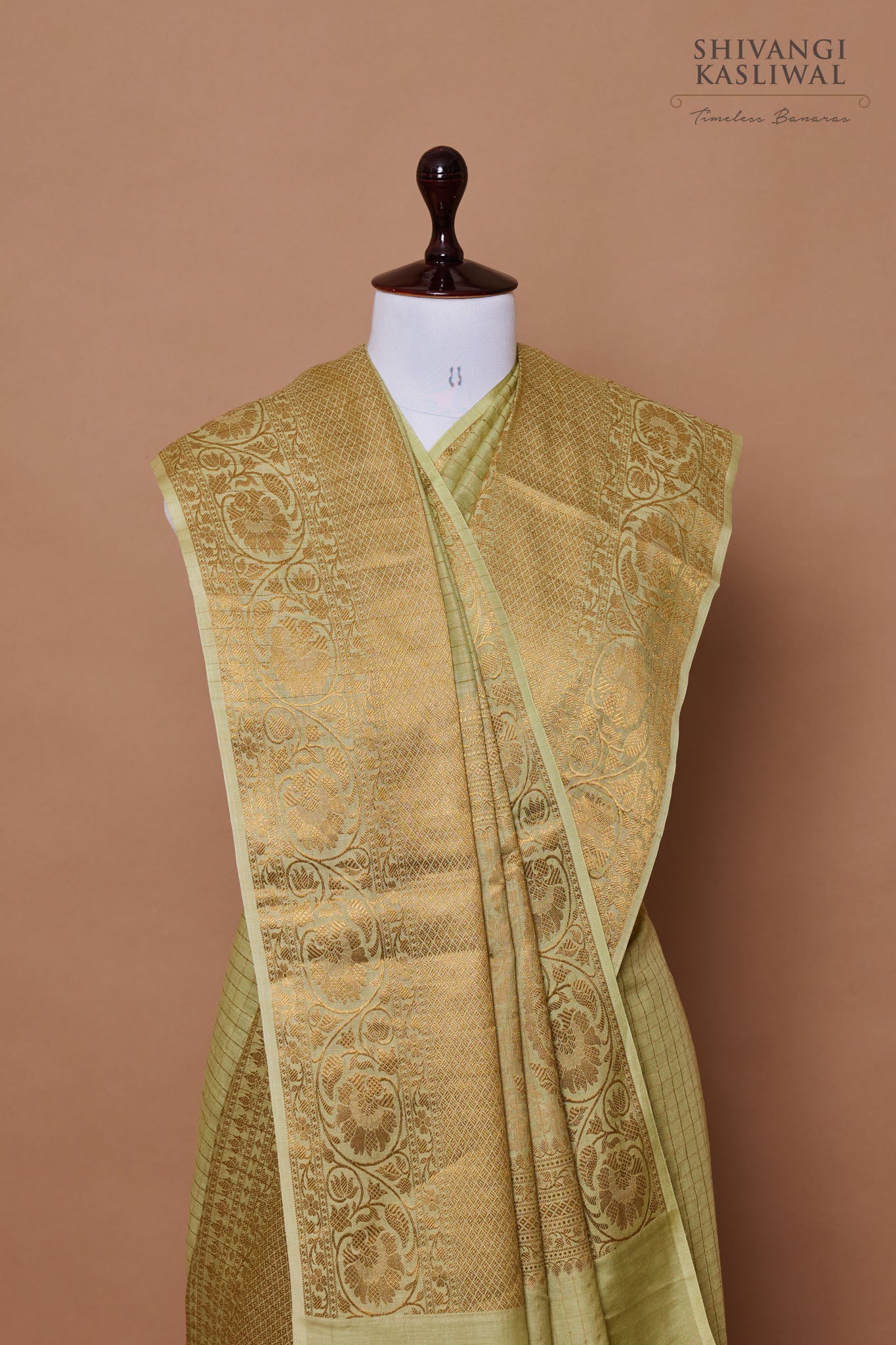 Light Pista Green Handwoven Banarasi Moonga Silk Saree