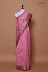 Pink Handwoven Banarasi Chanderi Silk Saree