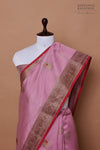 Onion Pink Handwoven Banarasi Chanderi Silk Saree