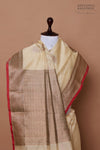 Ivory Handwoven Banarasi Chanderi Silk Saree