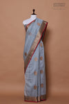 Bluish Grey Handwoven Banarasi Chanderi Silk Saree