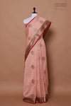 Peach Pink Handwoven Banarasi Chanderi Silk Saree