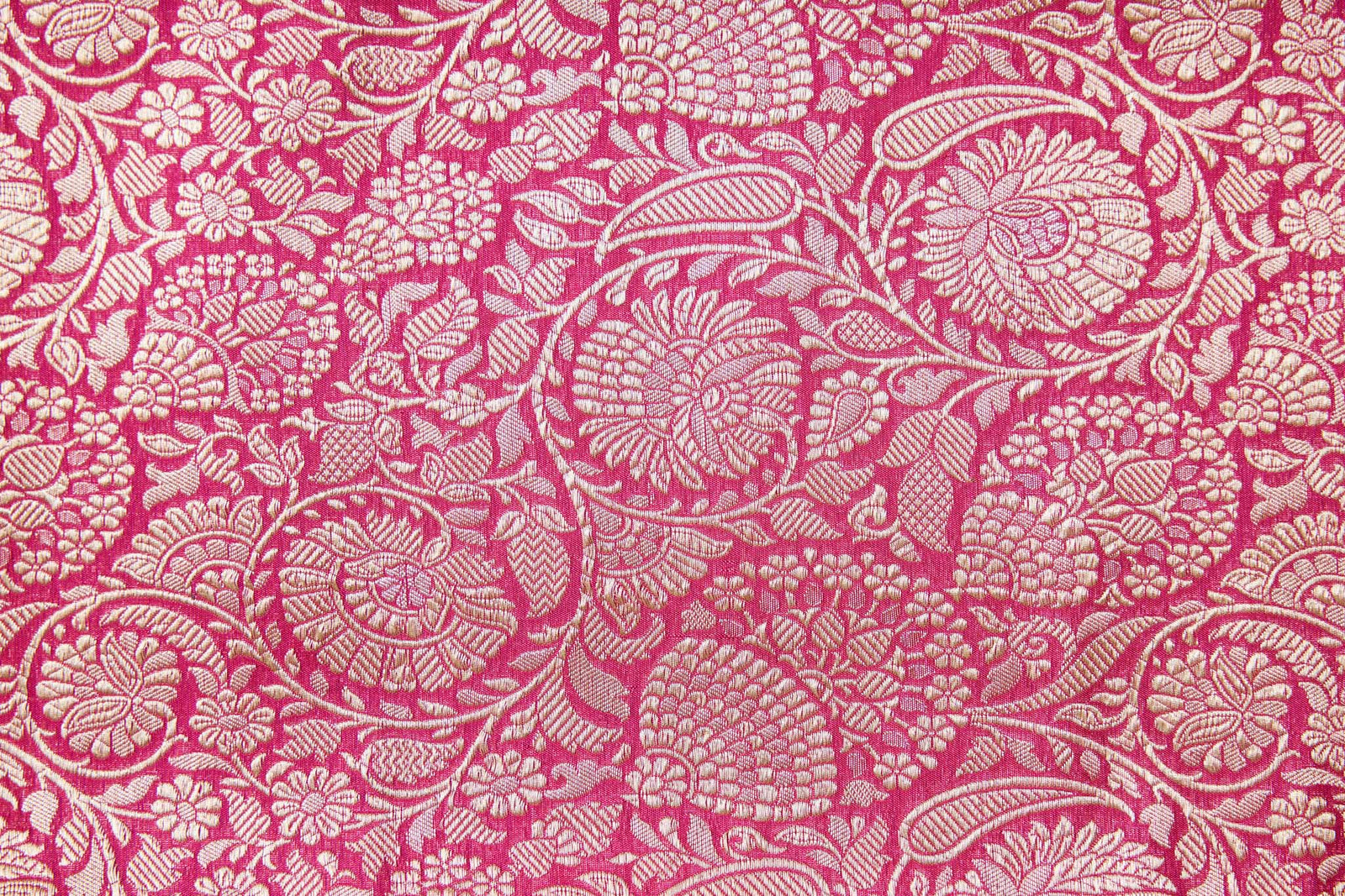 Fuchsia Pink Handwoven Banarasi Brocade Fabric