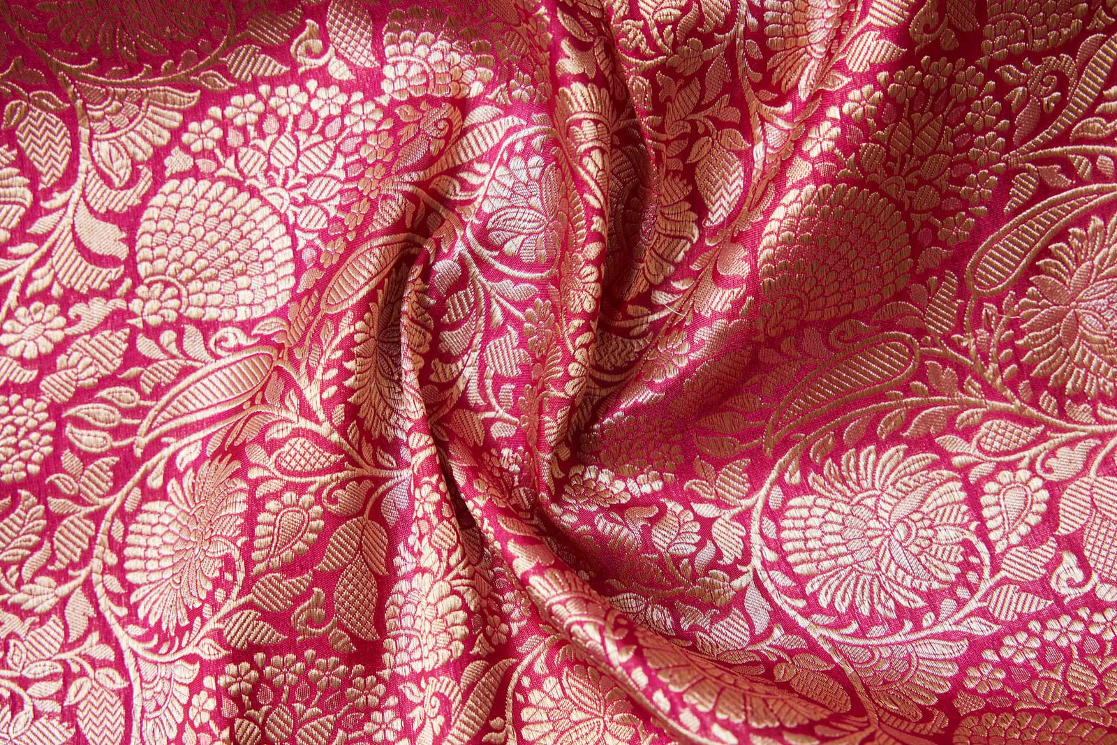 Fuchsia Pink Handwoven Banarasi Brocade Fabric