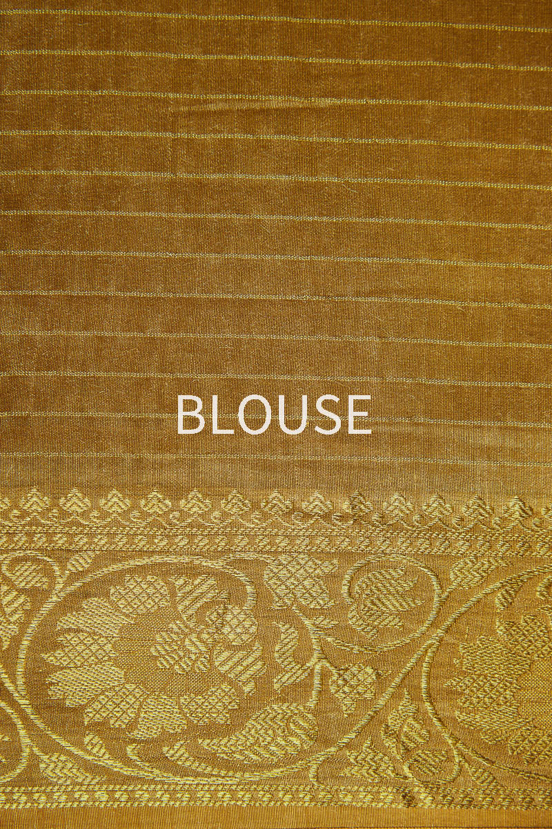 Dark Mustard Yellow Handwoven Banarasi Moonga Silk Saree