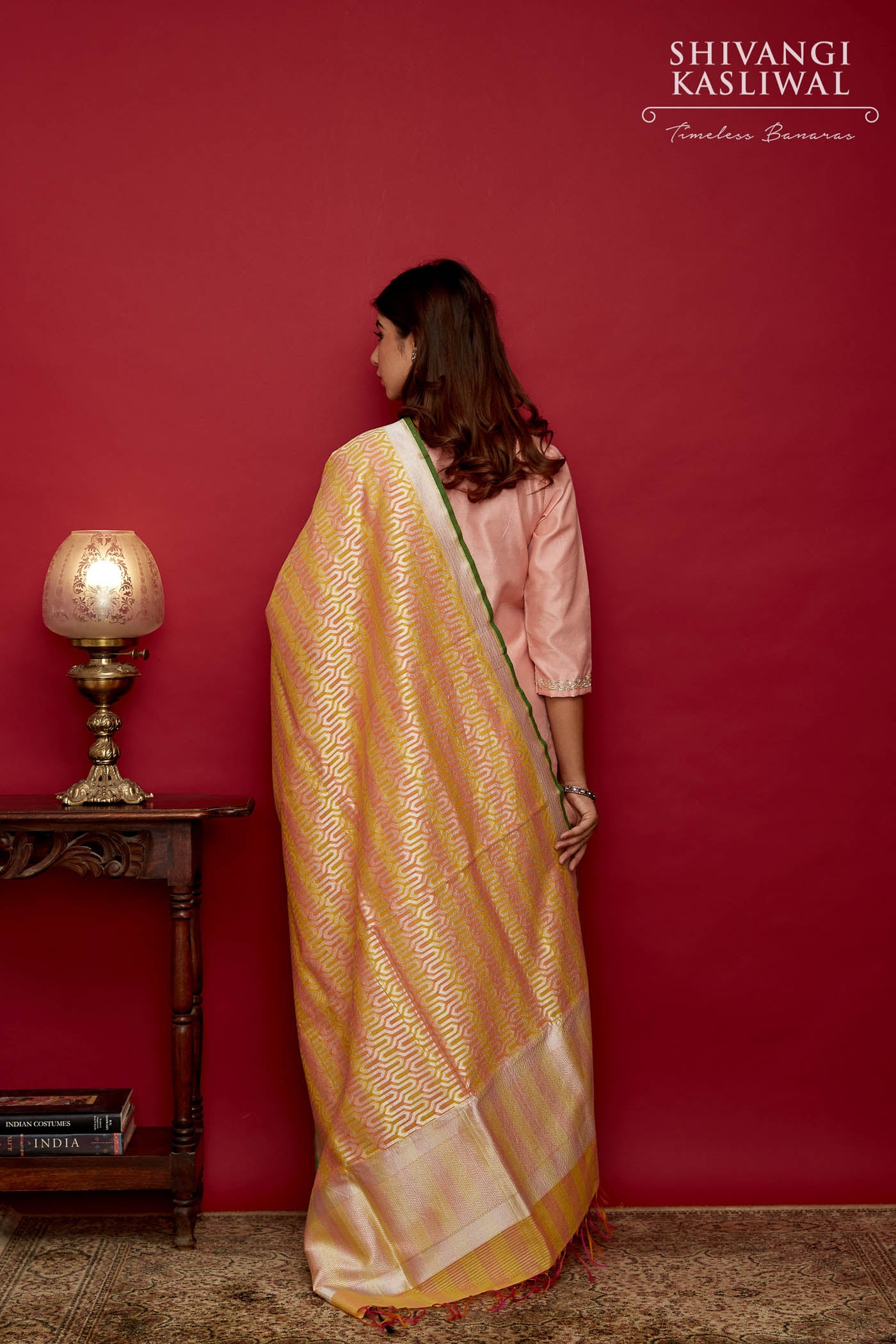 Yellow Orange Handwoven Banarasi Cotton Dupatta